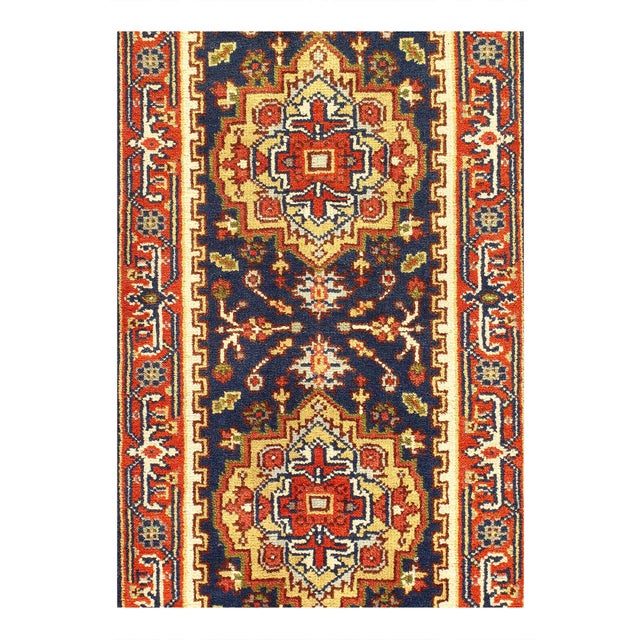 Indo Serapi design rug. Handmade Hand-knotted in fine lambswool. Lamb's Wool on a Cotton Foundation Vegetable Dyed Hand-...
