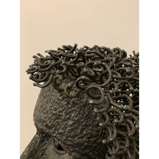 1980s Klein Signed Wire Metal Bust on Stand For Sale - Image 4 of 10