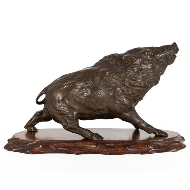 Japanese Meiji Bronze Okimono of a Wild Boar by Akasofu Gyokko For Sale - Image 4 of 13