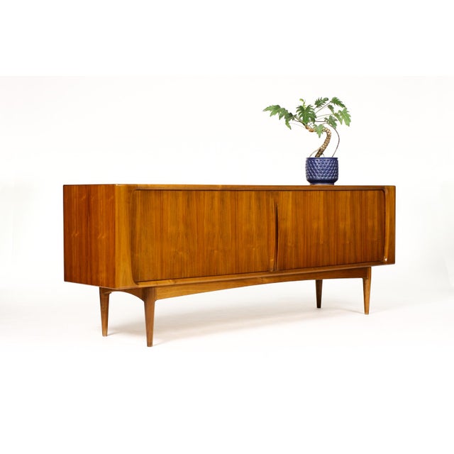 #2020 — Danish Modern / Mid Century Walnut Tambour Door Credenza — Model #142 — Bernhard Pedersen & Son Lovely vintage...