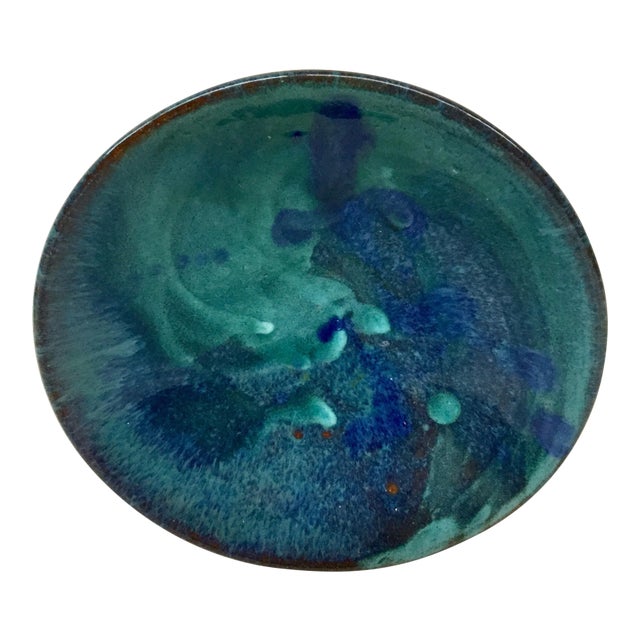 Abstract Artisan Clay Ceramic Low Bowl For Sale