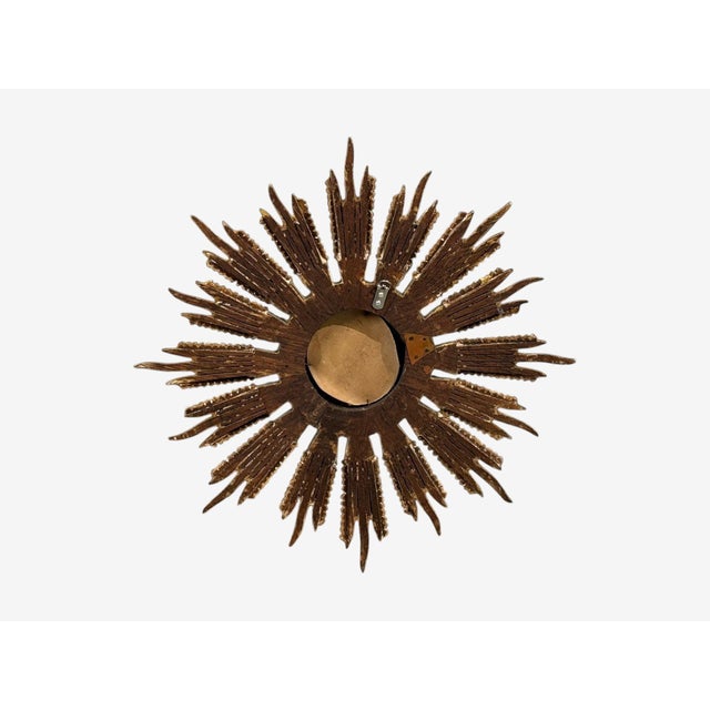 Line Vautrin Style, Sunburst Mirror, Clayed Gilt, Mirror, France, 1960s For Sale - Image 10 of 10
