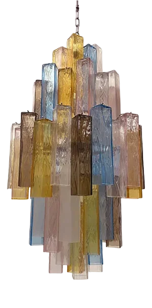 Multicolored Squared Murano Glass Chandelier by Simoeng