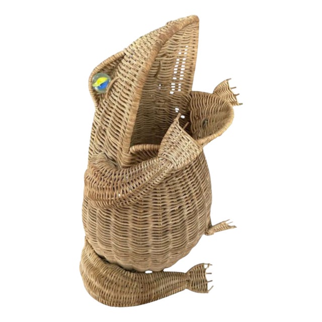 Vintage Basket in Handmade Wicker by Oliver Cajan, 1960s For Sale