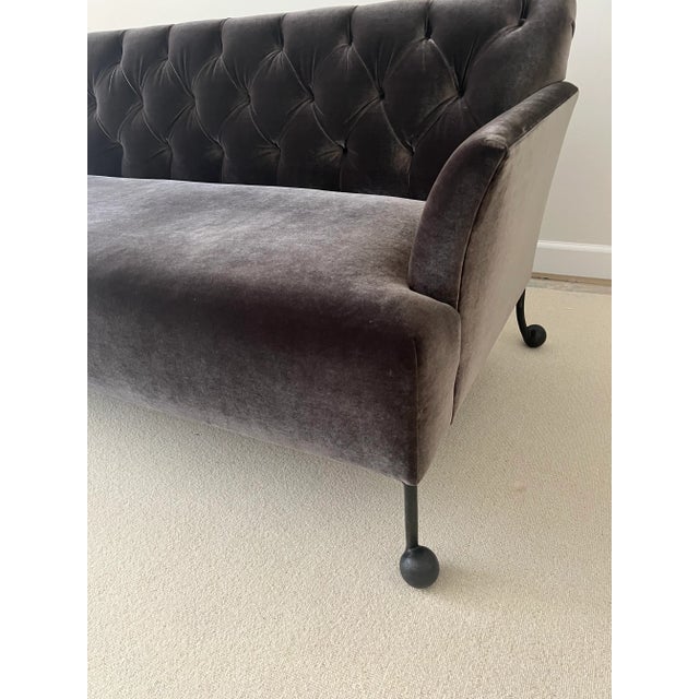 Metal Modern Velvet Tufted Sofa For Sale - Image 7 of 13