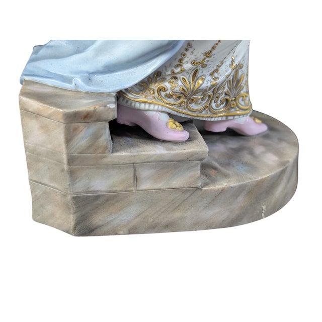 Late 19th Queen Louise of Prussia Hand Painted Large Porcelain Figurine Bisque 13.5" Tall For Sale - Image 12 of 12