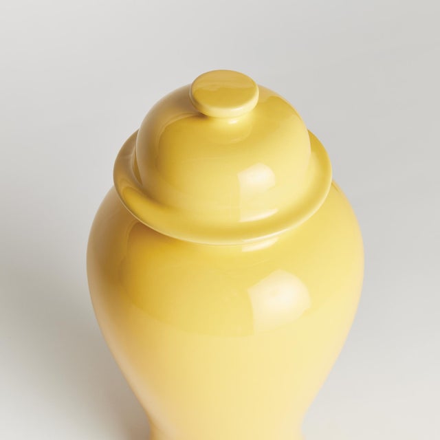 Transitional Koa Lidded Mini Ginger Jar Large, Yellow For Sale - Image 3 of 4