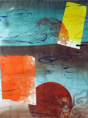 "Slip Stream 20" Modern Abstract Monotype on Asian Paper by David Collins