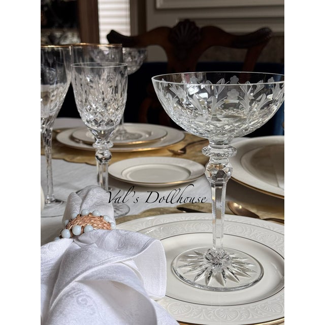 Popular as a wedding registry item in high end department stores of the late 20th century, here is a set of 6 cut crystal...