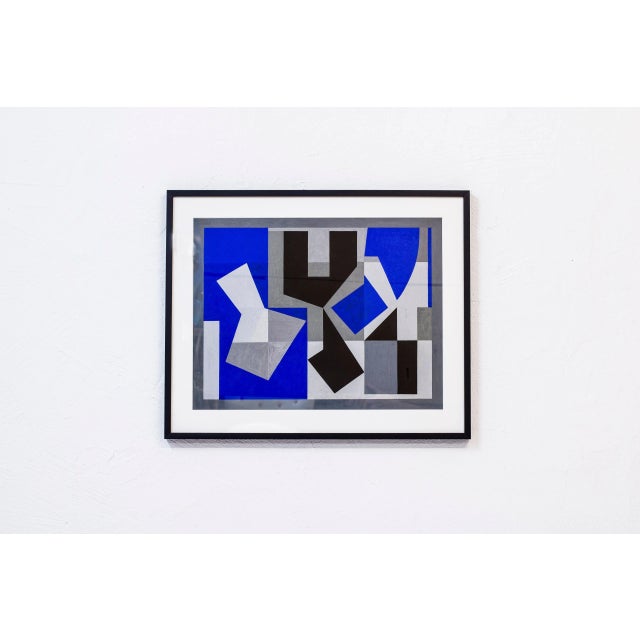 Paper Gouache Painting Blue by Tore Nyberg, 1955 For Sale - Image 7 of 7