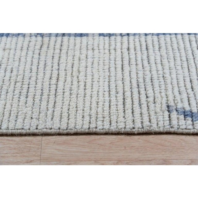 Contemporary 8x11 Ivory Hand-Knotted Wool Linear Maze Motif Tribal Modern Carpet Rug For Sale - Image 3 of 7