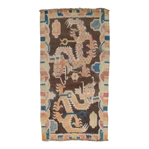 Brown Dragon Early 20th Century Tibetan Rug, 2'9'' X 4'1''