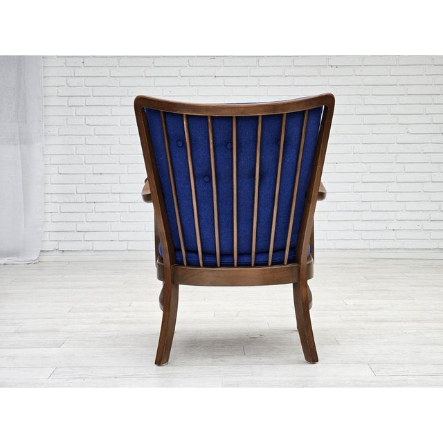 Danish Easy Armchair in Wool Fabric and Beech Wood by Fritz Hansen, 1960s For Sale - Image 13 of 18
