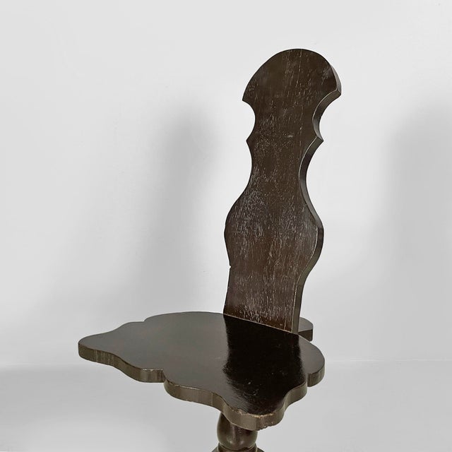 19th Century Italian Antique Chair in Black Wood, 1800s For Sale - Image 5 of 14