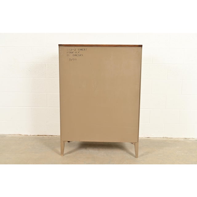 John Van Koert for Drexel Profile Mid-Century Modern Sculpted Walnut Highboy Dresser, 1959 For Sale - Image 13 of 15