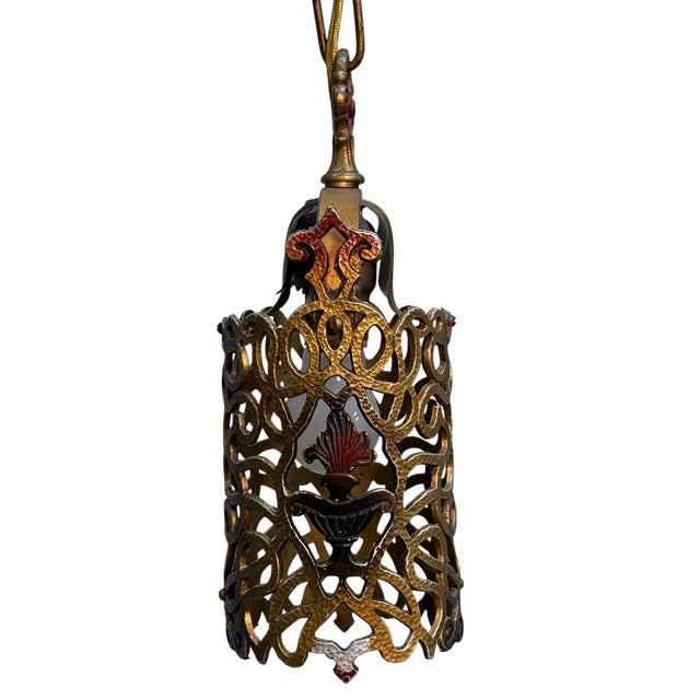 Small pendant with original worn paint finish. Could be made into a matching pair with the smaller pendant.