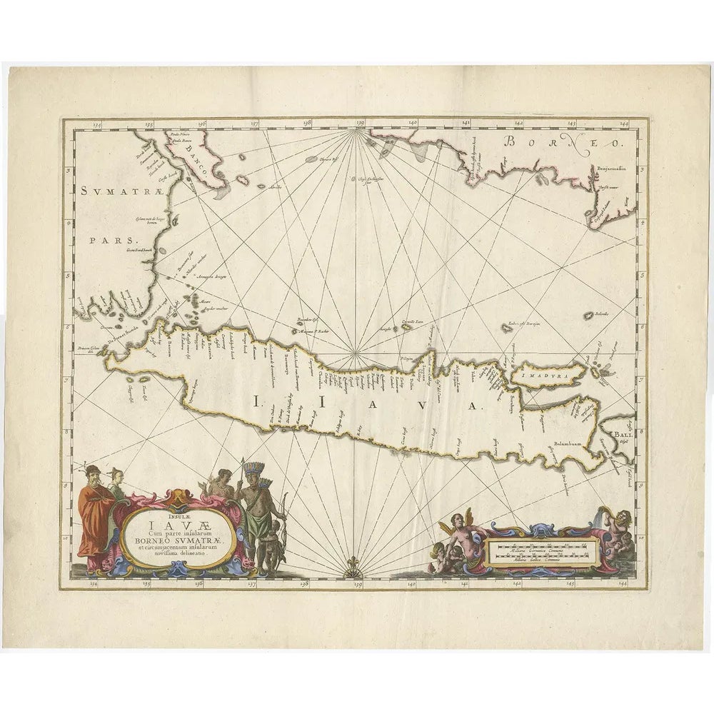 Antique Map of Java by Janssonius, 1650 | Chairish