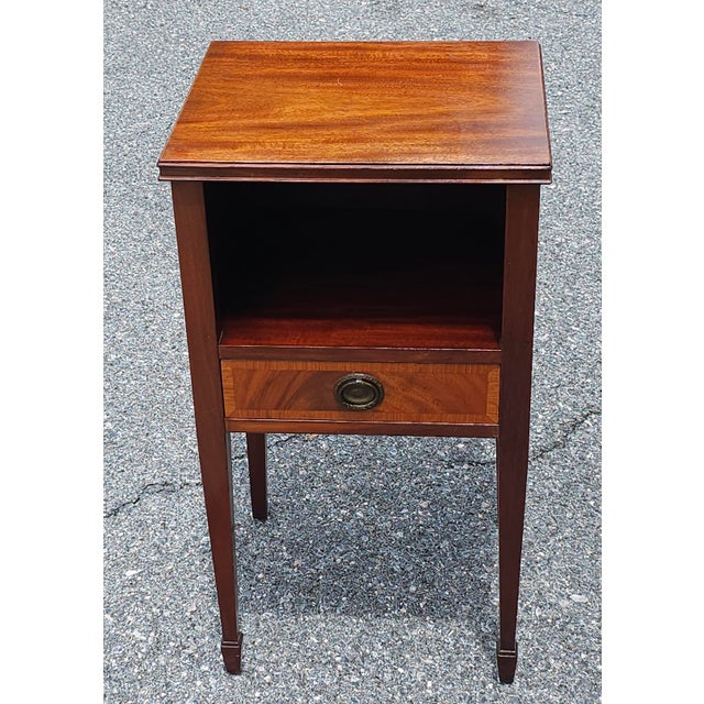 1940s Georgian Style Mahogany Two-Tier Single Drawer BedSide Table For Sale - Image 5 of 12