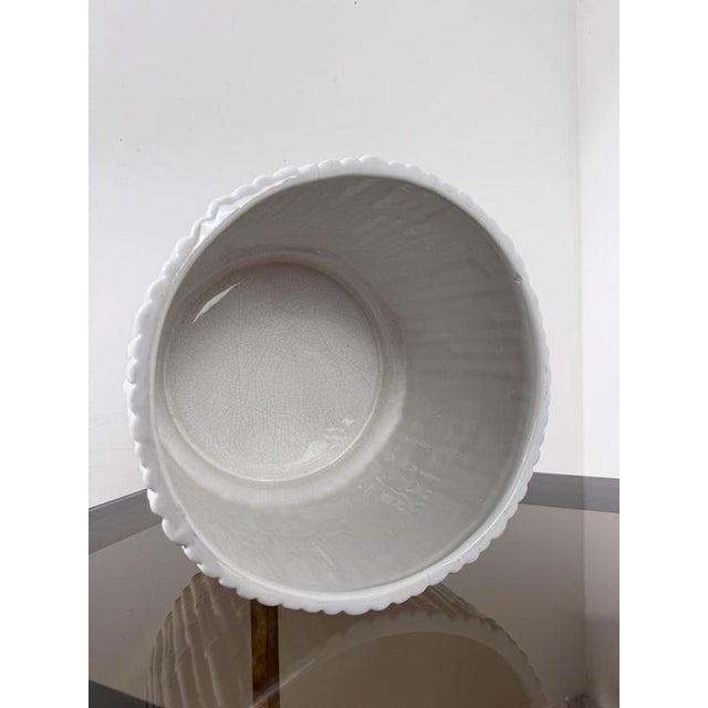 Vintage Chippendale Style Cachepot in White Glazed Ceramic, 1970s For Sale - Image 11 of 16
