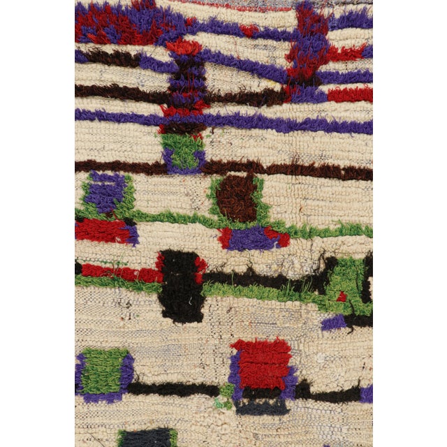 Moroccan Vintage Moroccan Rug in White With Geometric Patterns & Stripes | Rug & Kilim For Sale - Image 3 of 7