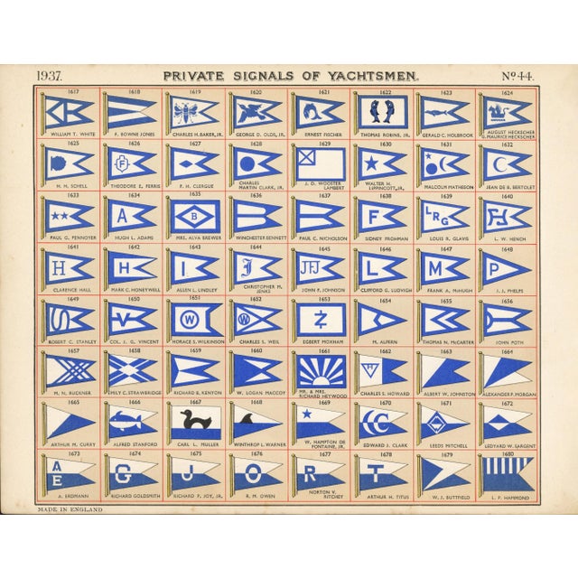 Nautical Original Lloyd's Register of Yachts "Private Signals of Yachtsmen" Reference Pages – Set of 4 – Year 1937 Group C For Sale - Image 3 of 5