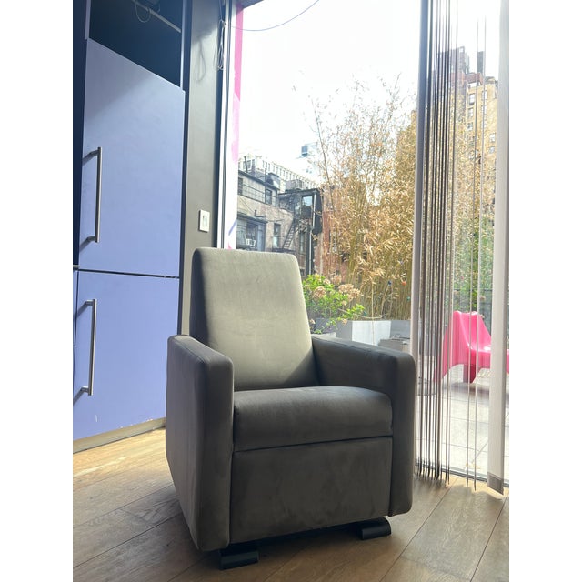 Contemporary Monte Design Reclining Glider Chair in Charcoal | Modern Lounge / Nursery Chair For Sale - Image 3 of 6