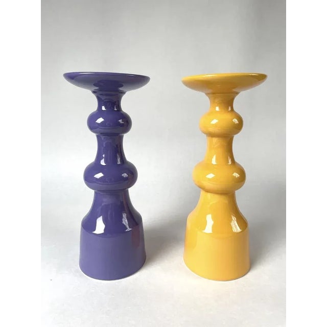 Mid-Century Modern Ceramic Candleholders, 1980s, Set of 2 For Sale - Image 3 of 8