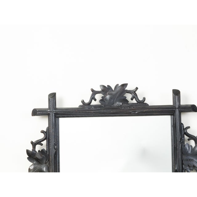 Wood French 1900s Black Forest Turn of the Century Mirror with Carved Oak Leaves For Sale - Image 7 of 7
