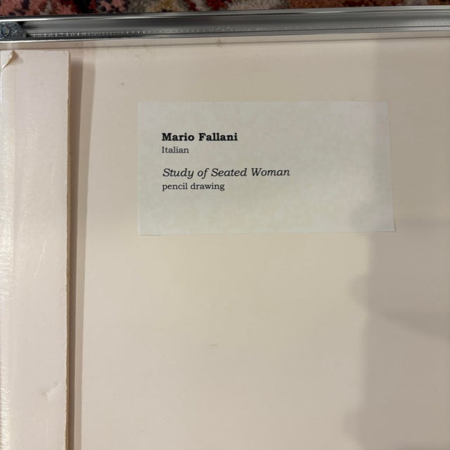 Mario Fallani “Study of Seated Woman” Pencil Drawing For Sale - Image 4 of 12