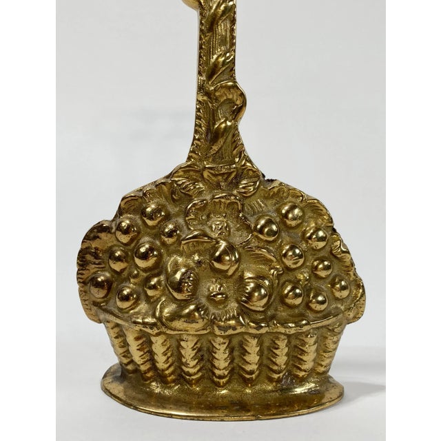 Metal Antique Flower Basket Motif Cast Brass Doorstop For Sale - Image 7 of 7
