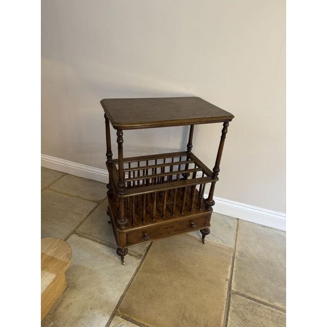 Antique Victorian Freestanding Burr Walnut Canterbury Whatnot, 1860 For Sale - Image 4 of 8