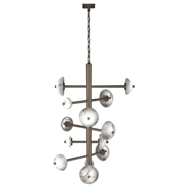 Apollo Brushed Burnished Metal Chandelier by Alabastro Italiano For Sale - Image 6 of 6