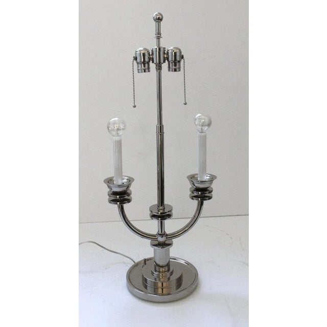 Karl Springer Attrib Table Lamp Nickel Plated Art Deco Revival For Sale - Image 11 of 13