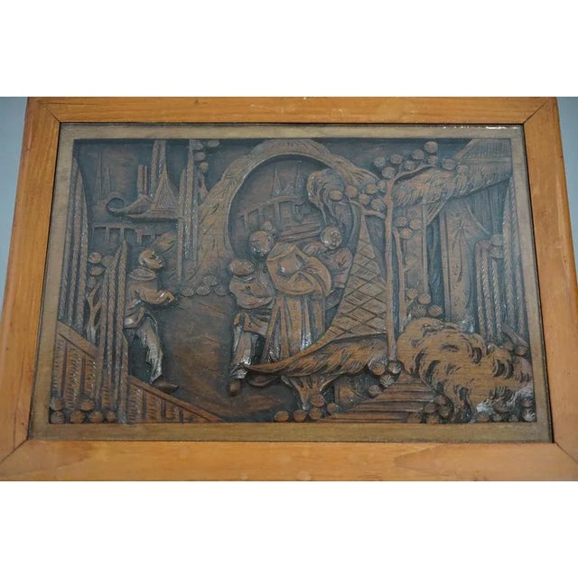 Chinese Carved Noblemen Dragon Boat and Flowers Scene Nesting Tables, Set of 4 For Sale - Image 3 of 18