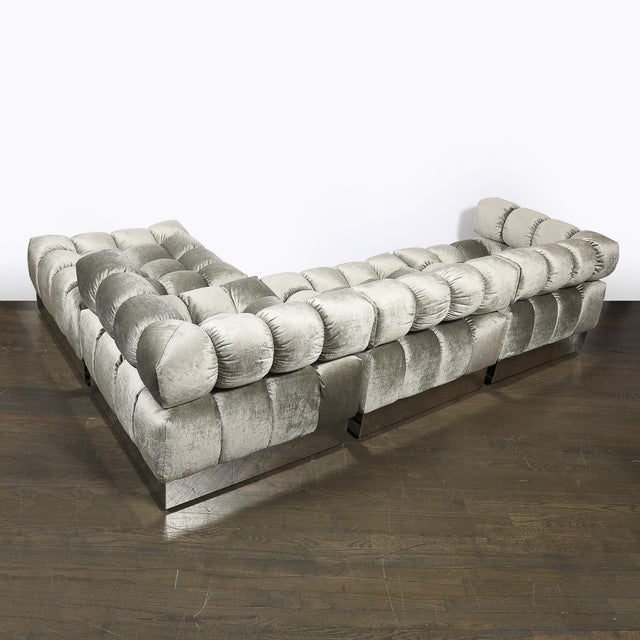 Mid-Century Harvey Probber 4-Piece Deep Tufted Modular Sofa in Platinum Velvet For Sale - Image 12 of 17