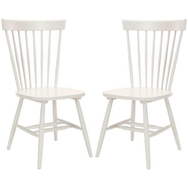 Wood 17''H Spindle Dining Chair Off White - a Pair For Sale - Image 7 of 7