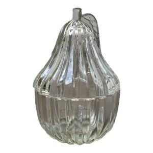 French Fluted Glass Pear Container