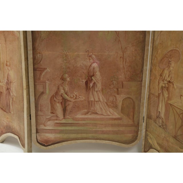 Painted French Chinoiserie Three-Panel Screen For Sale In New York - Image 6 of 10