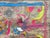 Glass Framed Folk Art Bird Painting on Textured Paper | Colorful Floral Wall Art, C. 1960’s For Sale - Image 7 of 10