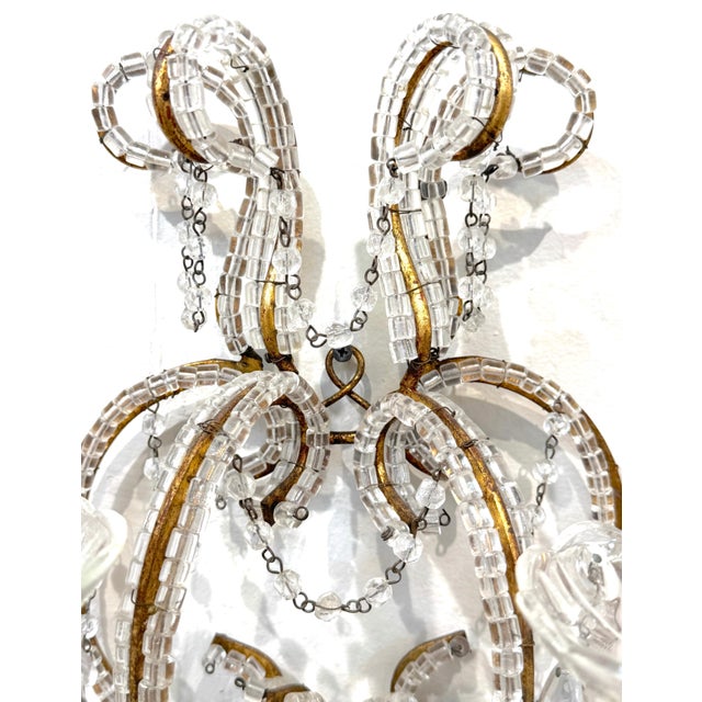 Large Pair of Maria Theresa Style Crystal 7-Light Wall Sconces, Italy Circa 1950 For Sale - Image 18 of 18