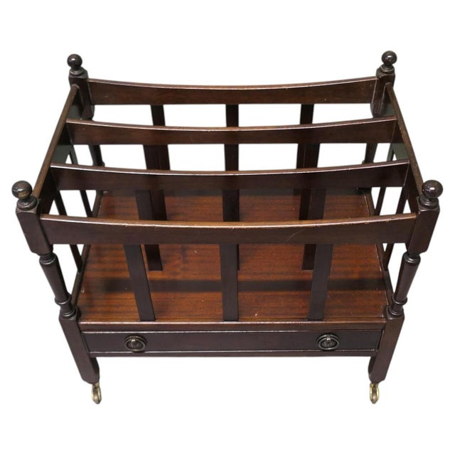 Wood English Walnut Canterbury Magazine Stand For Sale - Image 7 of 7