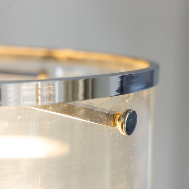 Cylindrical Acrylic Glass Table Lamp, 1970s, in Good conditions. Designed 1970 to 1979 European Plug (up to 250V).The...