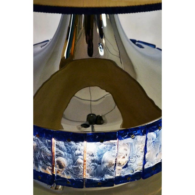 Glass Large Italian Table Lamp with Hammered Glasses, 1970s For Sale - Image 7 of 11