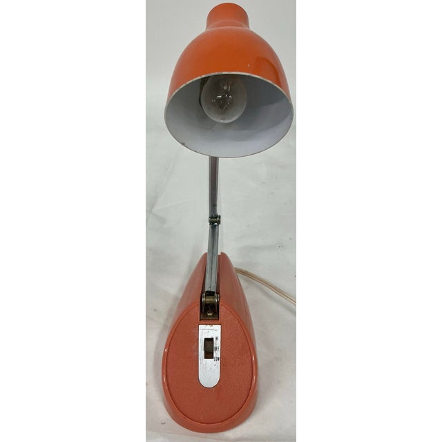 Midcentury Hamilton Industries Orange Articulated Small Desk Lamp For Sale In Providence - Image 6 of 12