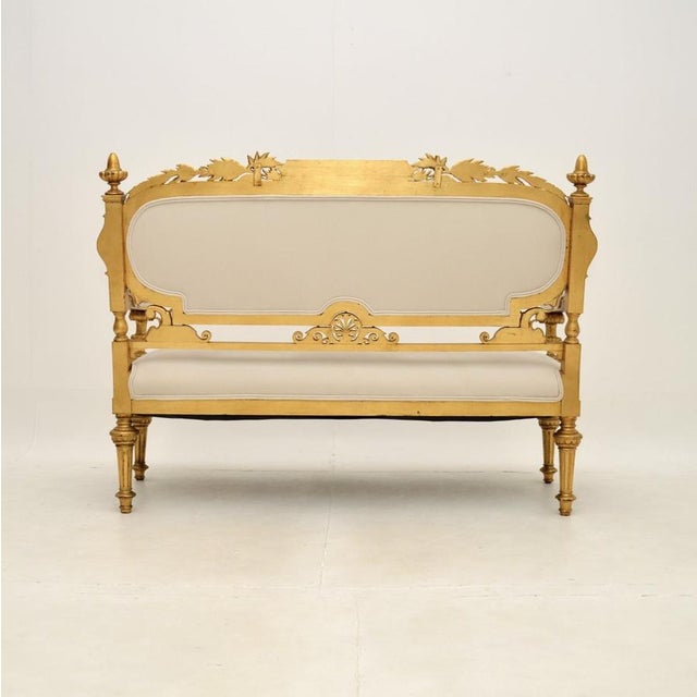 Swedish Empire Giltwood Settee, 1880s For Sale - Image 6 of 14