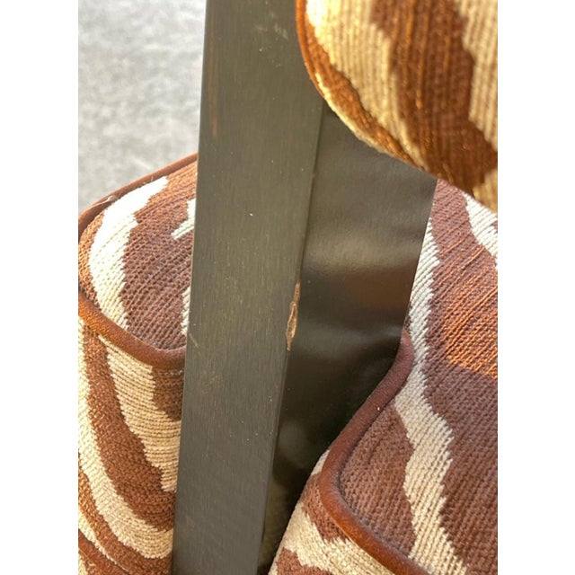 Wood Larry Laslo for Directional Zebra Pattern Wood Frame Lounge Club Chairs, a Pair For Sale - Image 7 of 12