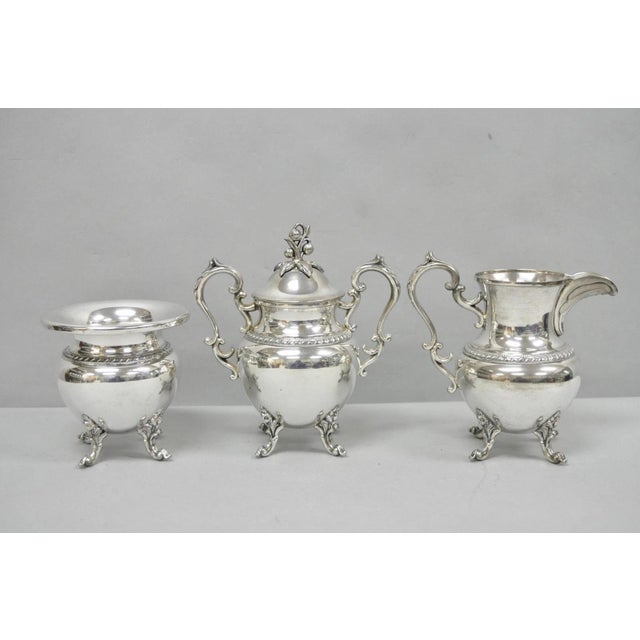 Art Nouveau Vintage Birmingham English Art Nouveau Silver Plated Tea Service - 5 Pc Set For Sale - Image 3 of 17