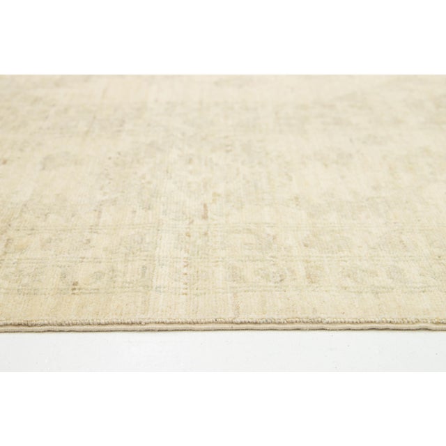 Beige Modern Indian Peshawar Oversized Wool Rug in Beige With Allover Design For Sale - Image 8 of 9