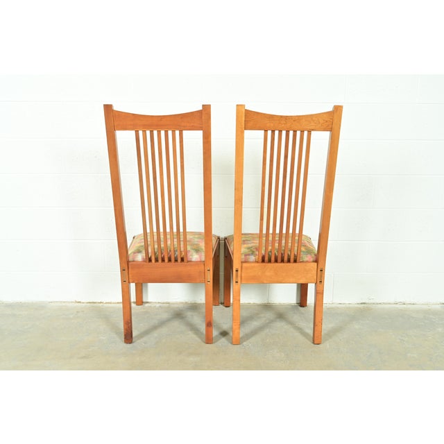 Stickley Arts & Crafts Cherry Wood High Back Spindle Side Chairs or Dining Chairs, Pair For Sale - Image 10 of 14