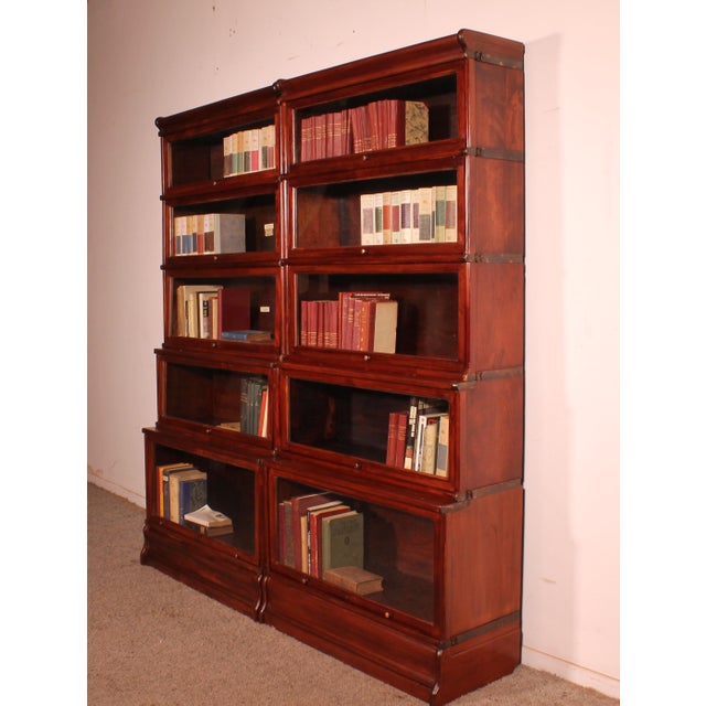 Antique Waterfall Bookcases in Mahogany from Globe Wernicke, 1900 For Sale - Image 5 of 11